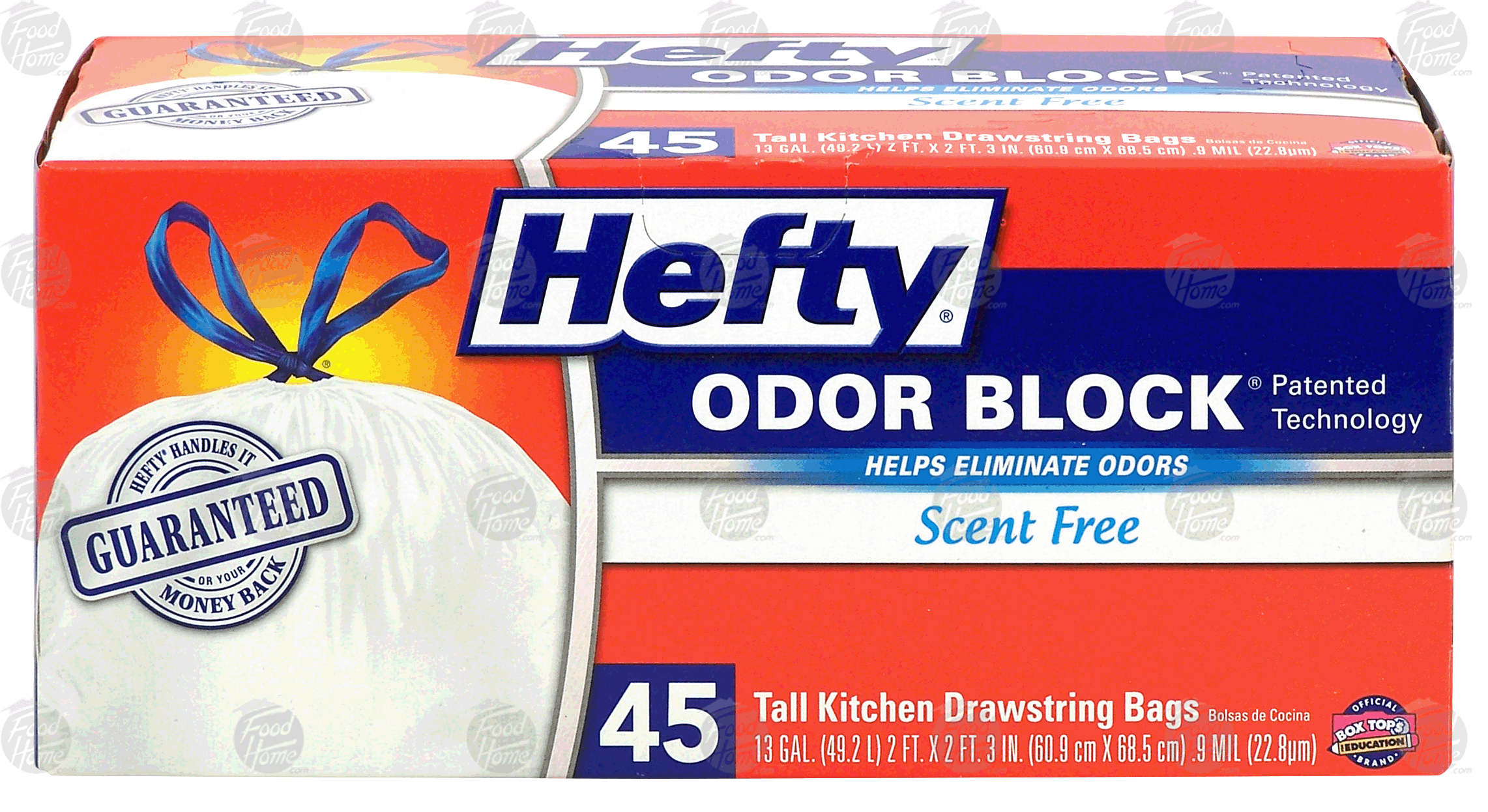 Hefty Odor Block tall kitchen drawstring bags, 13 gallon, scent free Full-Size Picture